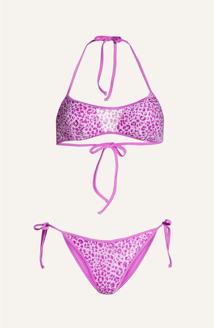 MICRO SEQUIN ANIMAL PRINT BRA SLIP F