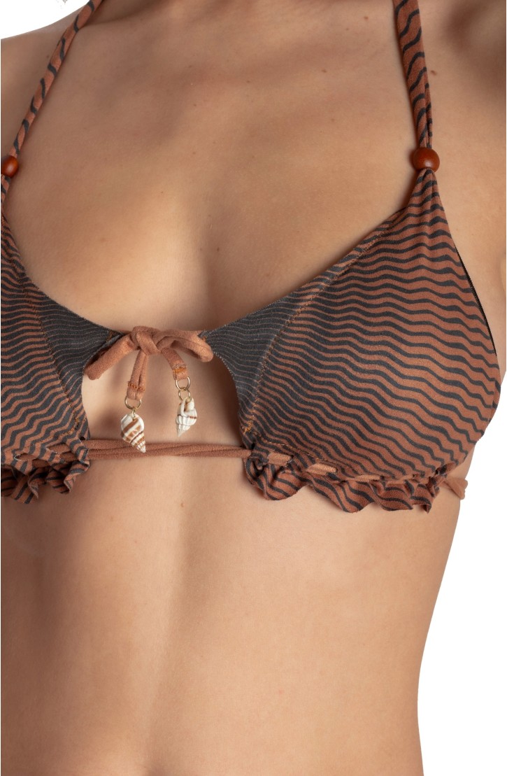 Bikini Triangolo Imbottito Dainetto con Perle e Conchiglie Tiger Sun