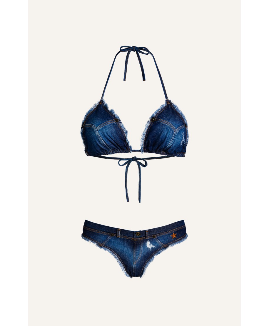 Bikini Triangolo Imbottito Denim