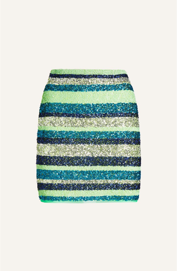 SHORT SEQUIN STRIPE SKIRT