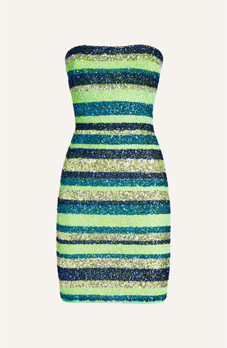 SEQUIN STRIPE SHEATH DRESS