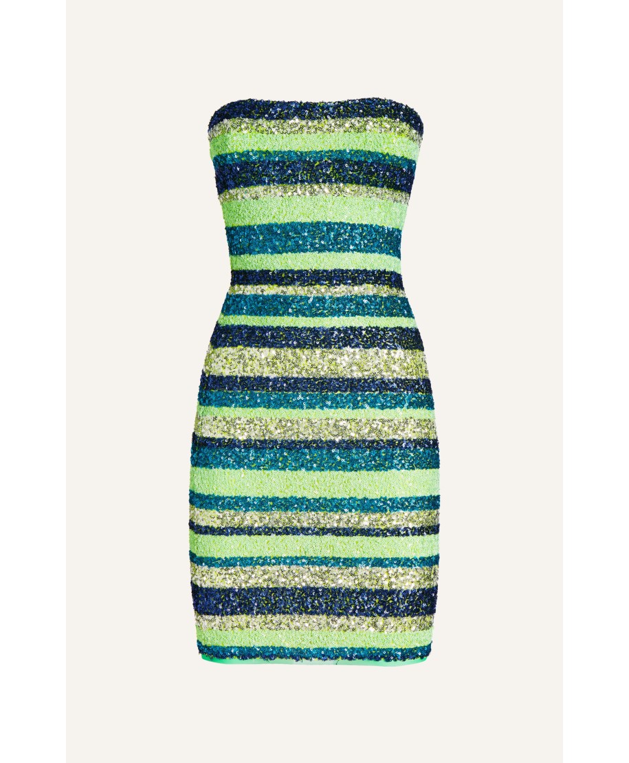 SEQUIN STRIPE SHEATH DRESS
