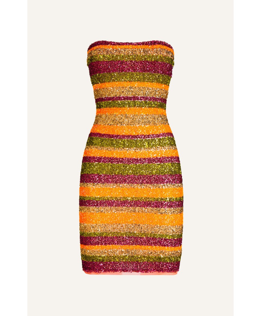 SEQUIN STRIPE SHEATH DRESS