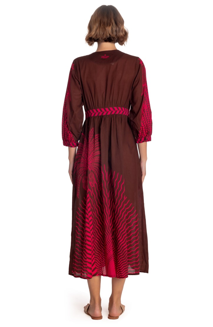 LONG DRESS COTTON MUSLIN M/SLEEVE TIGER SUN