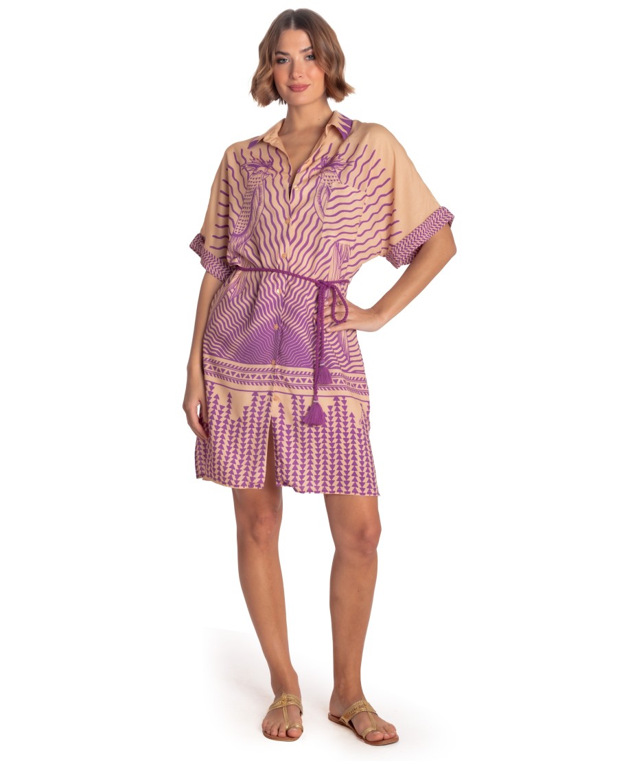 MINI DRESS VISCOSE BELT CORD TIGER SUN
