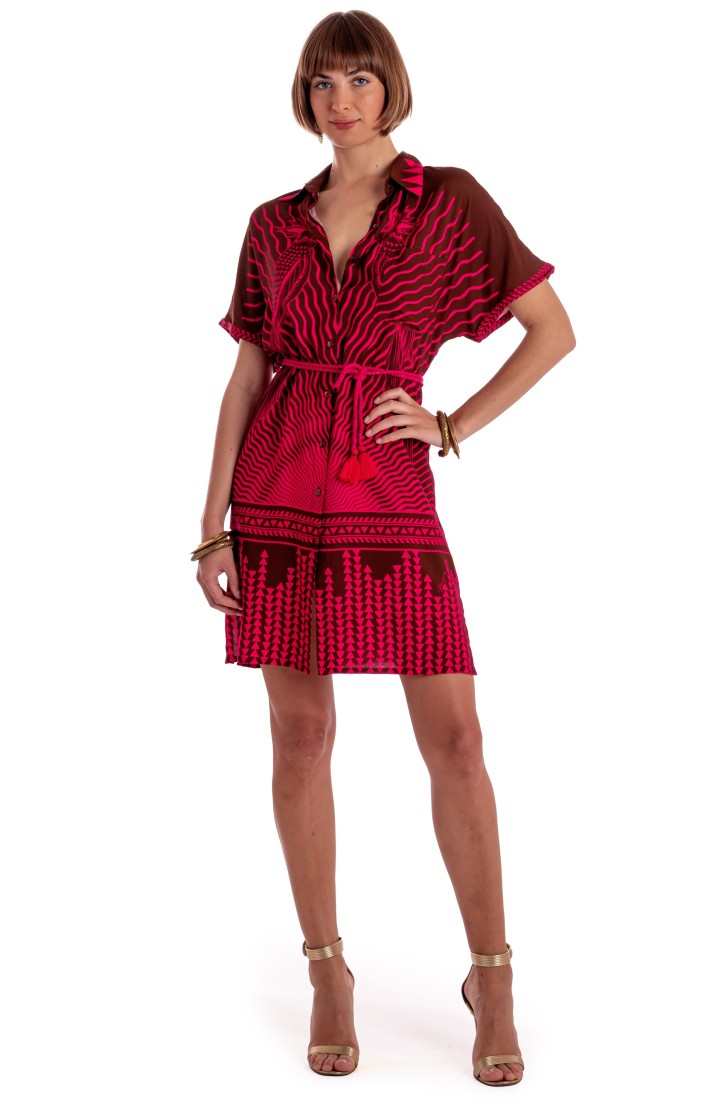 MINI DRESS VISCOSE BELT CORD TIGER SUN