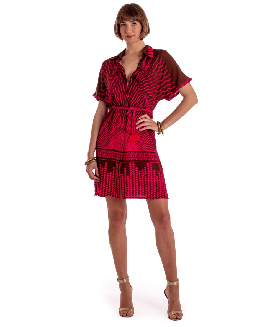 MINI DRESS VISCOSE BELT CORD TIGER SUN