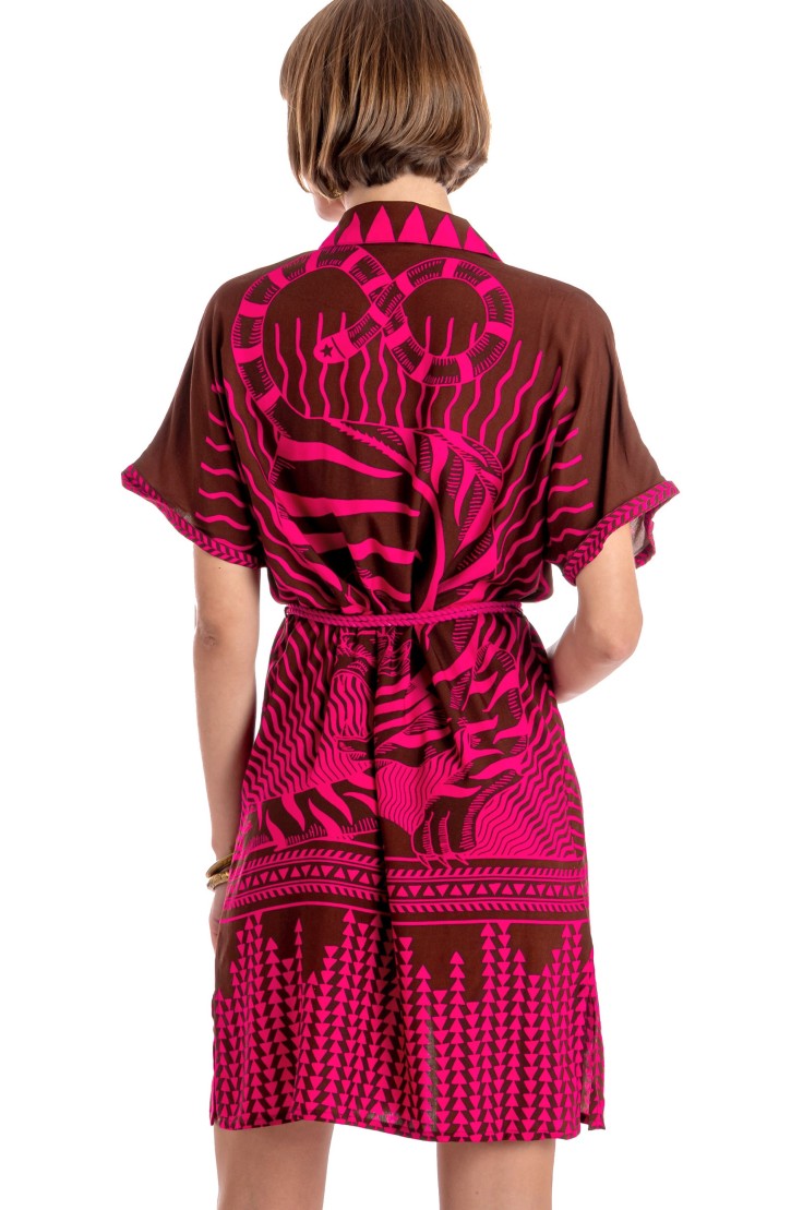 MINI DRESS VISCOSE BELT CORD TIGER SUN