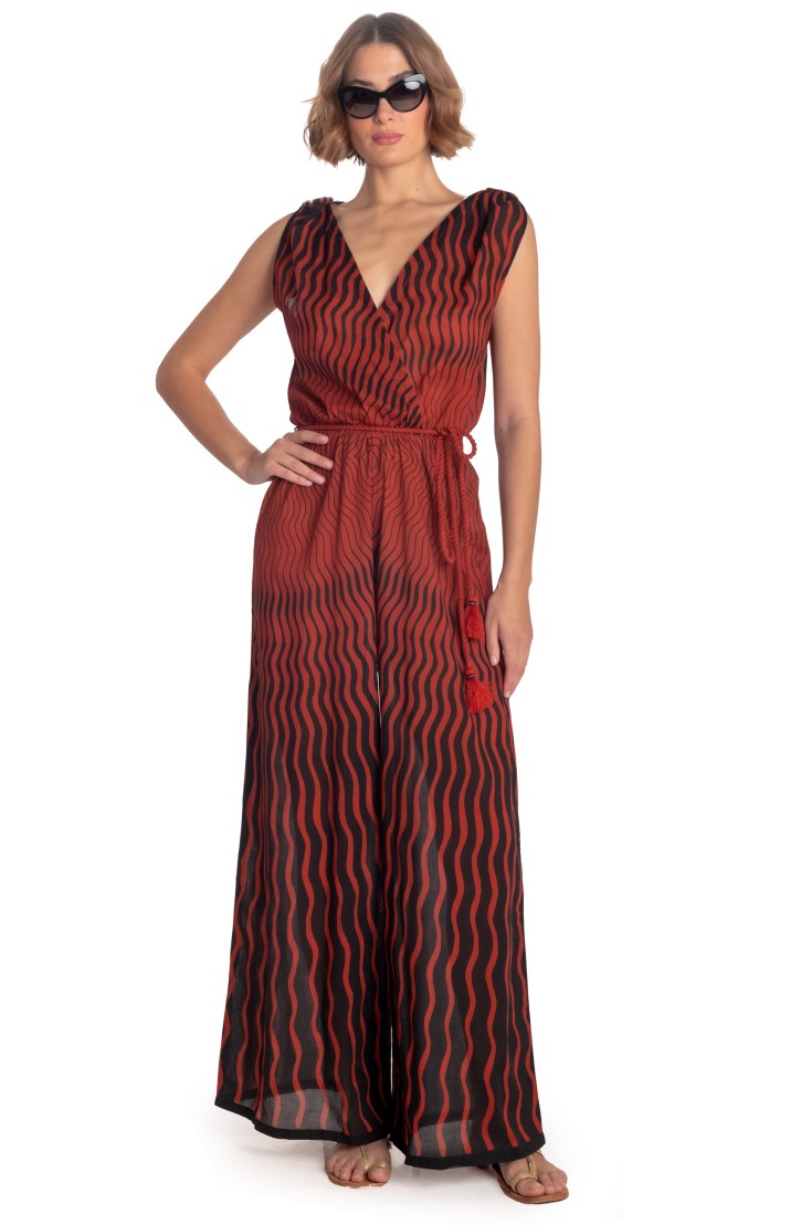TIGER SUN COTTON MUSLIN LONG JUMPSUIT