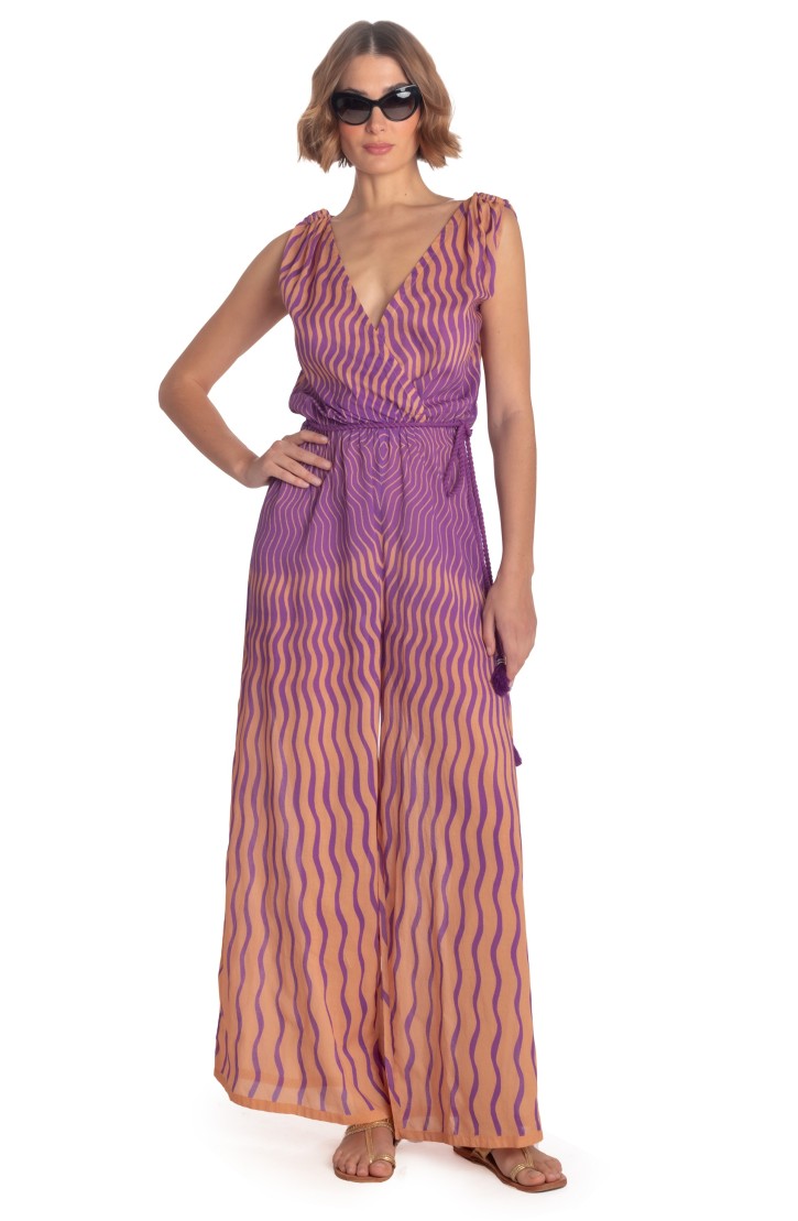 TIGER SUN COTTON MUSLIN LONG JUMPSUIT