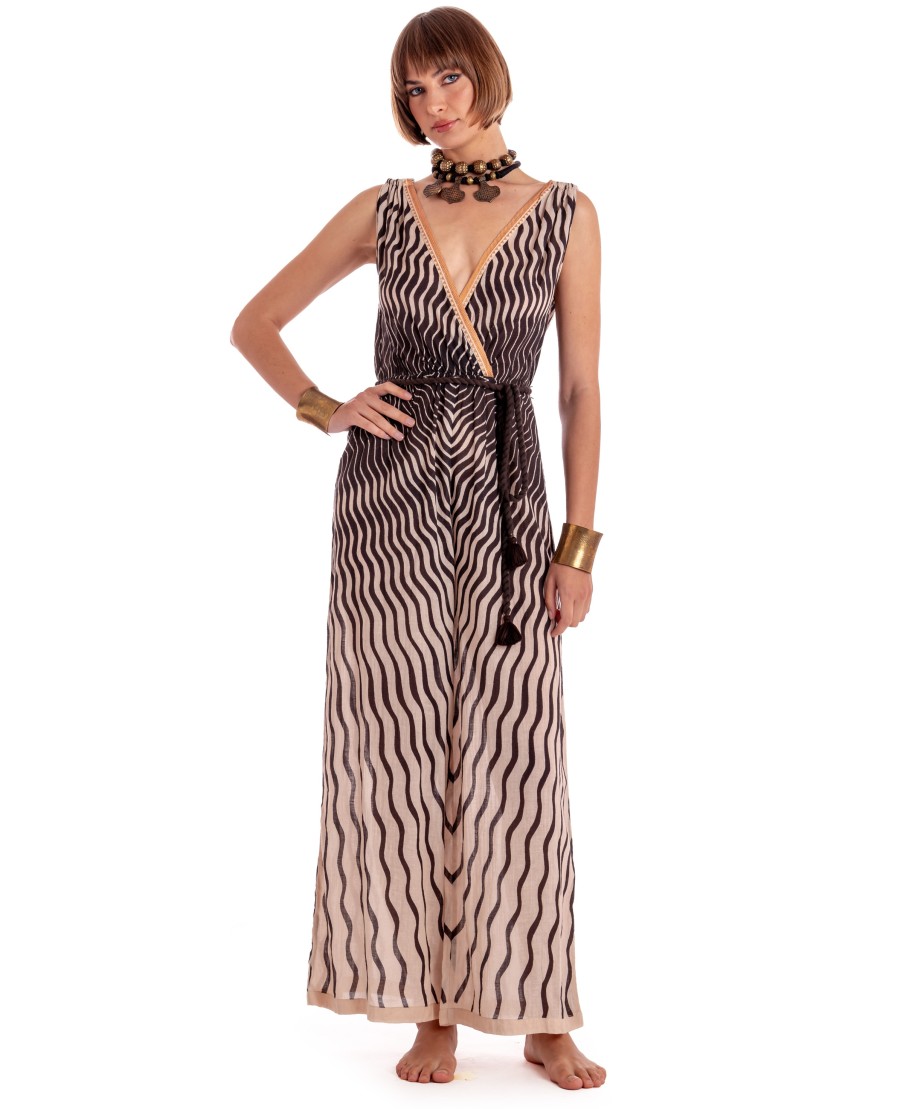 TIGER SUN COTTON MUSLIN LONG JUMPSUIT