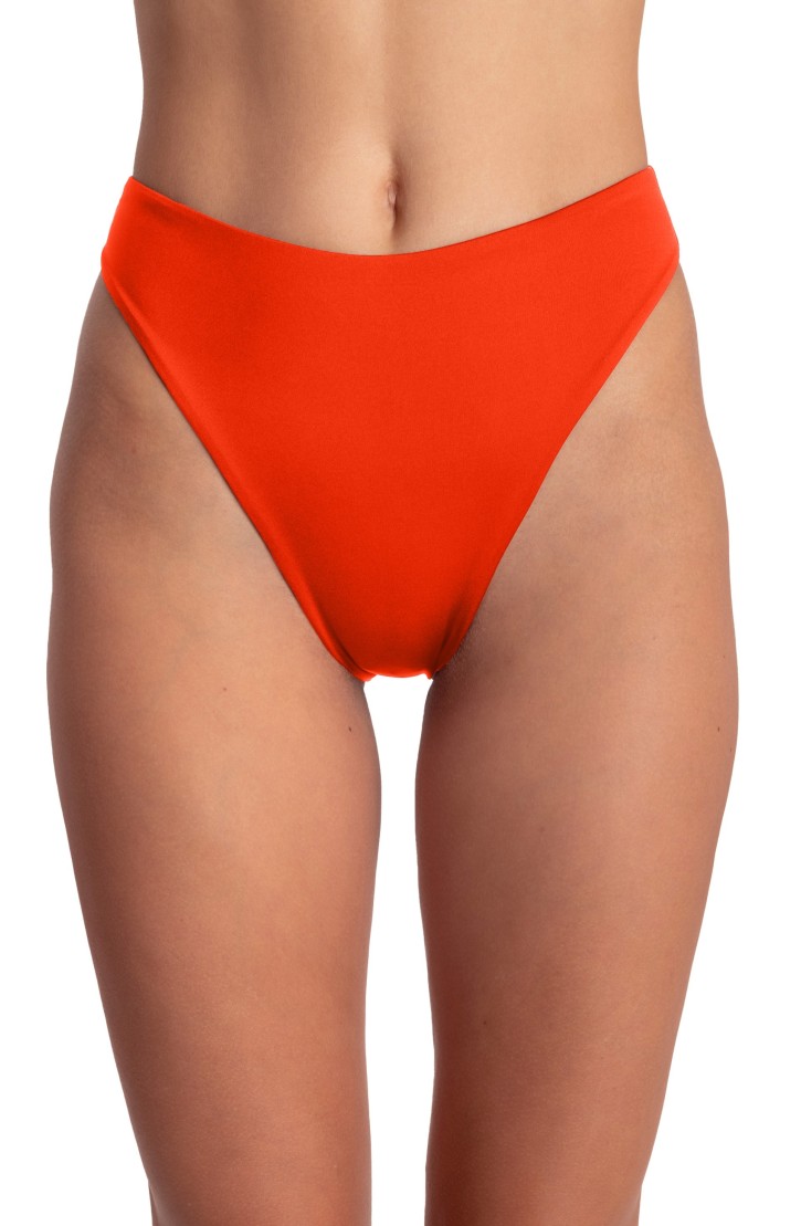 Slip Bikini Vita Alta Sgambato Tinta Unita