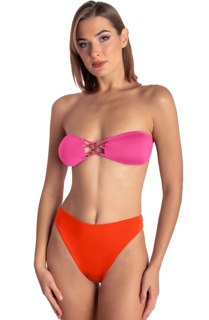 Slip Bikini Vita Alta Sgambato Tinta Unita