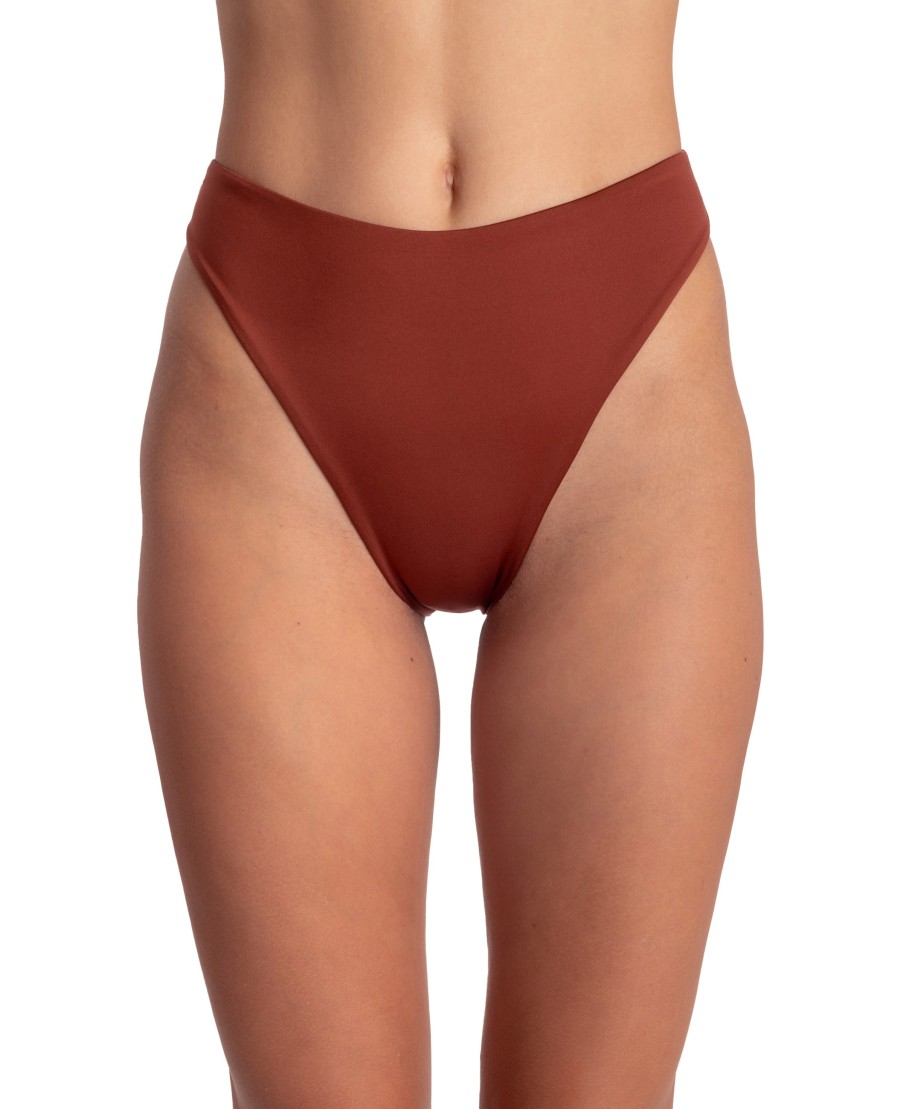 Slip Bikini Vita Alta Sgambato Tinta Unita