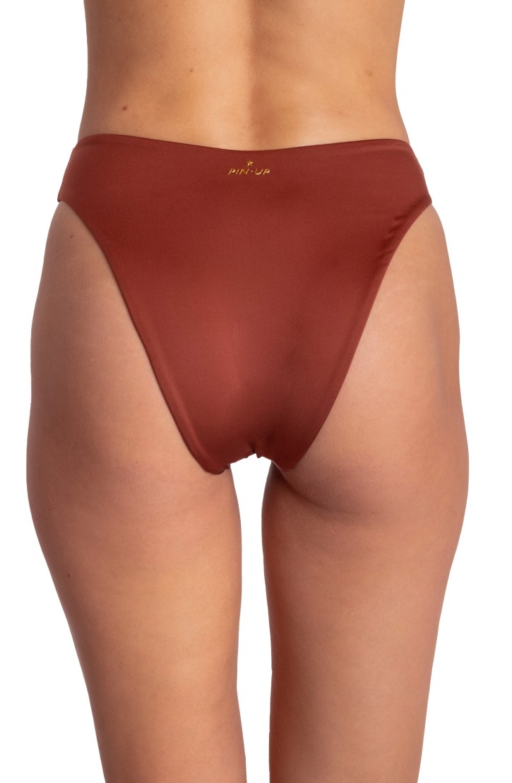 Slip Bikini Vita Alta Sgambato Tinta Unita