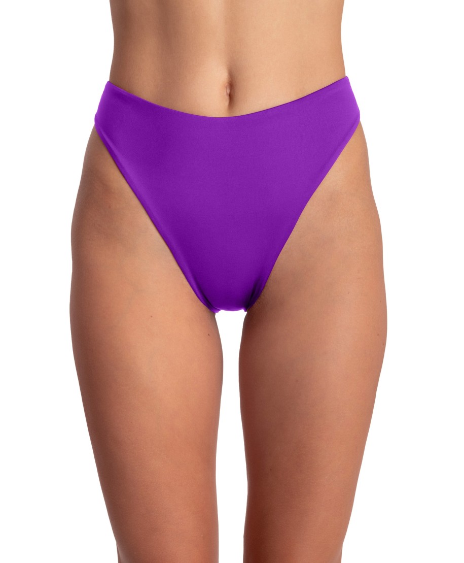 Slip Bikini Vita Alta Sgambato Tinta Unita