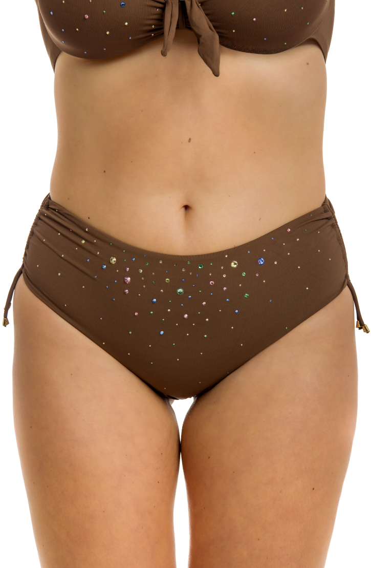 Slip Bikini Alto Pioggia di Strass Curvy
