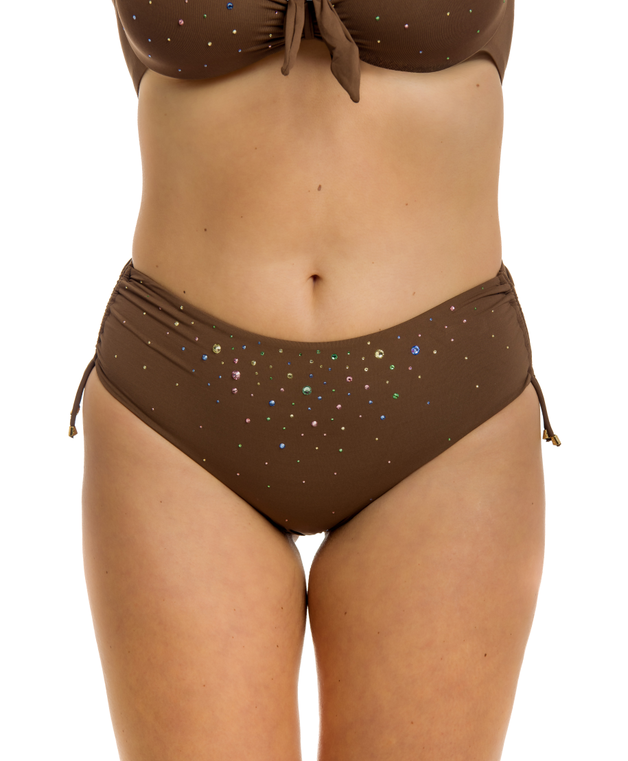 Curvy Rhinestone Rain High Bikini Briefs