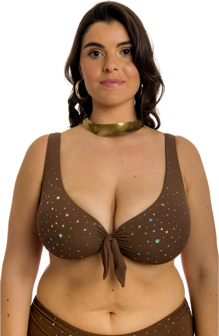 Top Bikini Balconcino Ferretto Pioggia di Strass Curvy