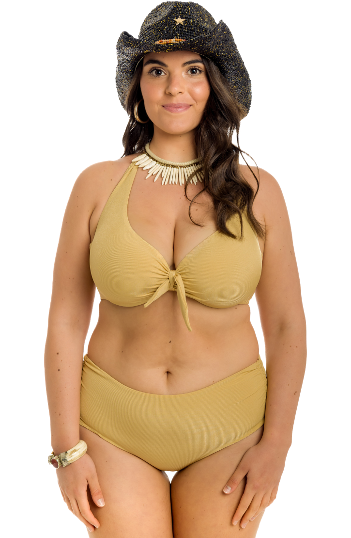 Curvy Underwire Ribbed Balconette Bikini Tops