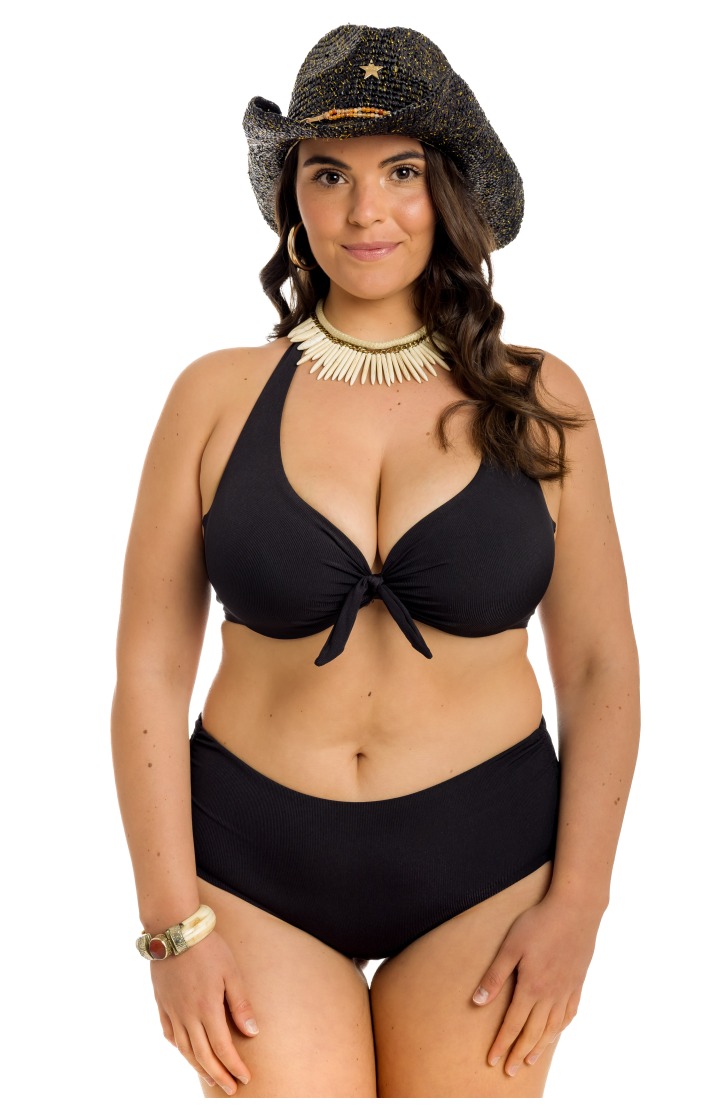 Curvy Underwire Ribbed Balconette Bikini Tops