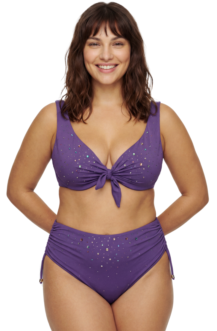 Bikini Top Balconette Underwire Rhinestone Rain Curvy