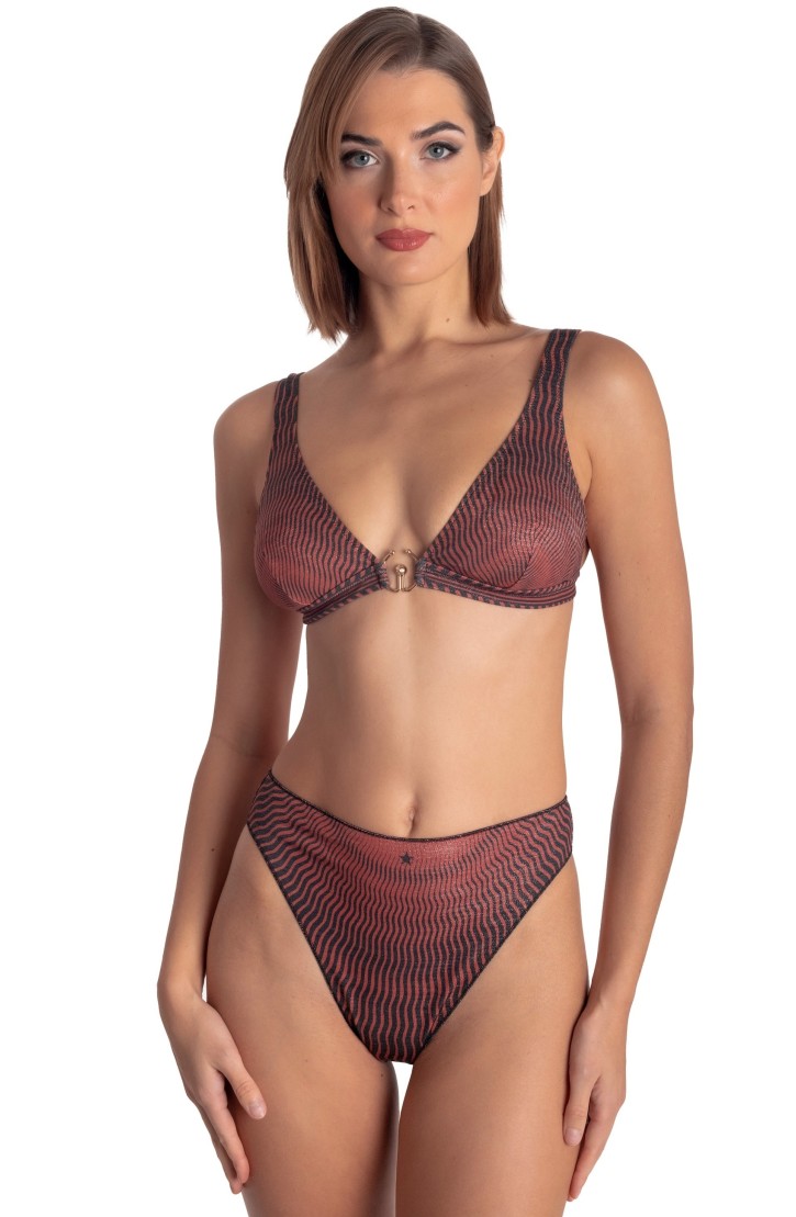 Lurex Bikini Brassiere With Accessory Tiger Sun Print
