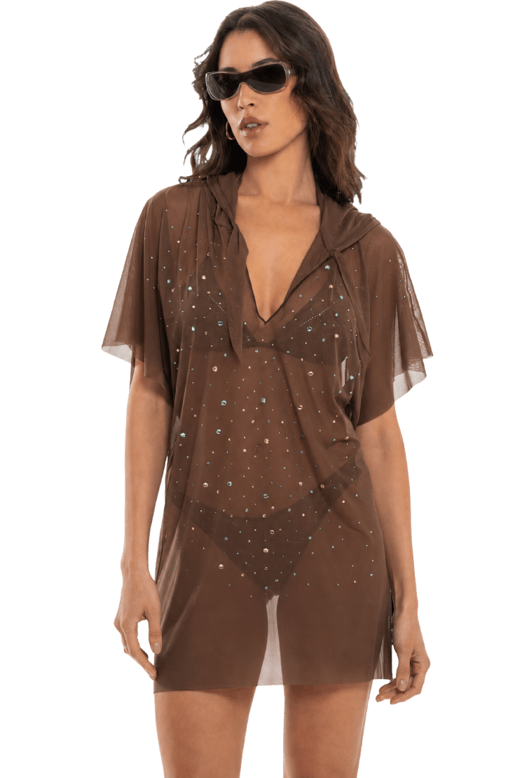 Blusa con Cappuccio Pioggia di Strass