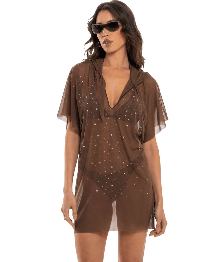 Blusa con Cappuccio Pioggia di Strass