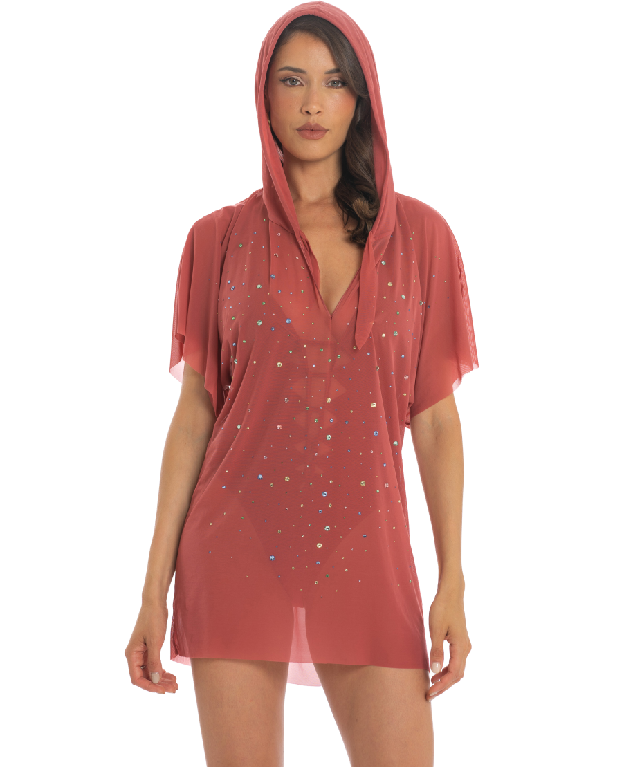 Blusa con Cappuccio Pioggia di Strass