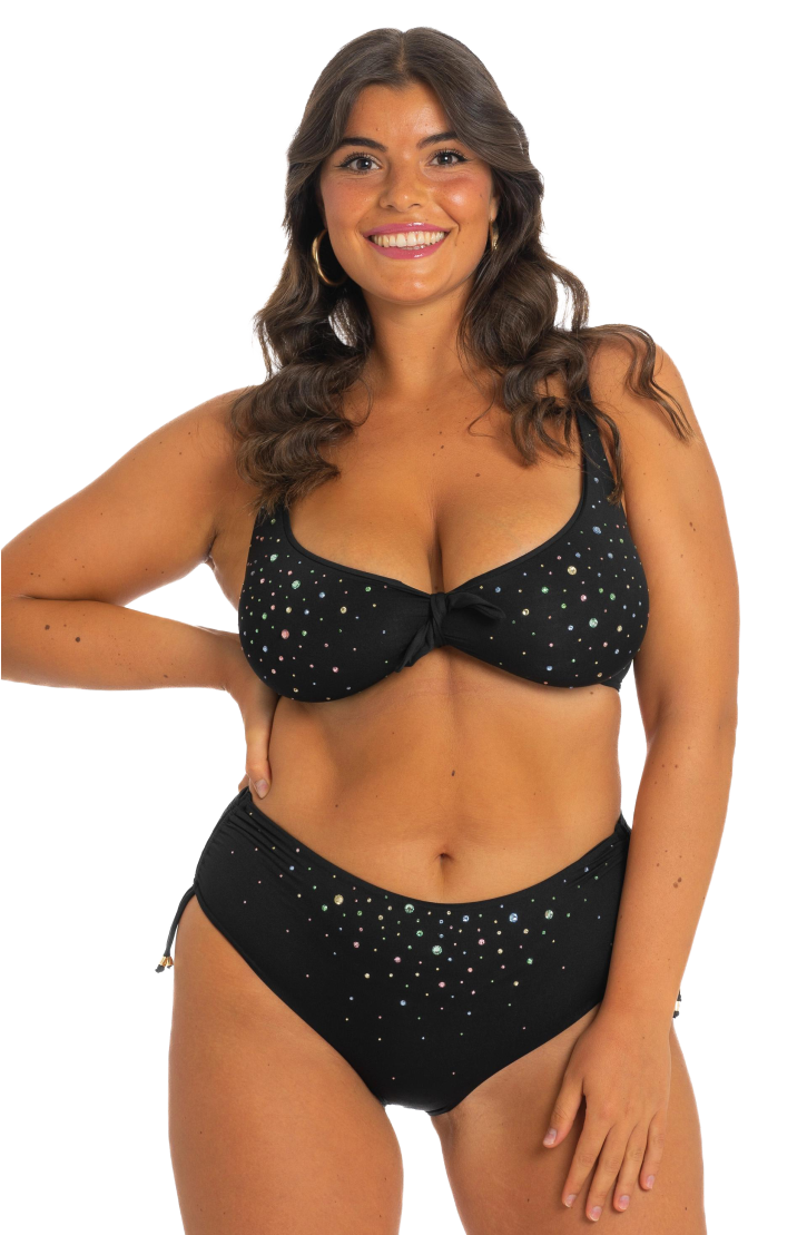 Top Bikini Balconcino Ferretto Pioggia di Strass Curvy