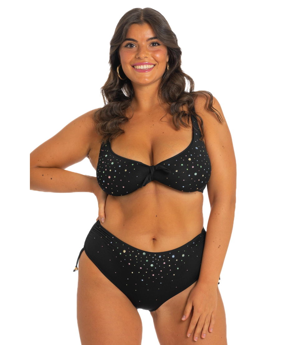 Slip Bikini Alto Pioggia di Strass Curvy