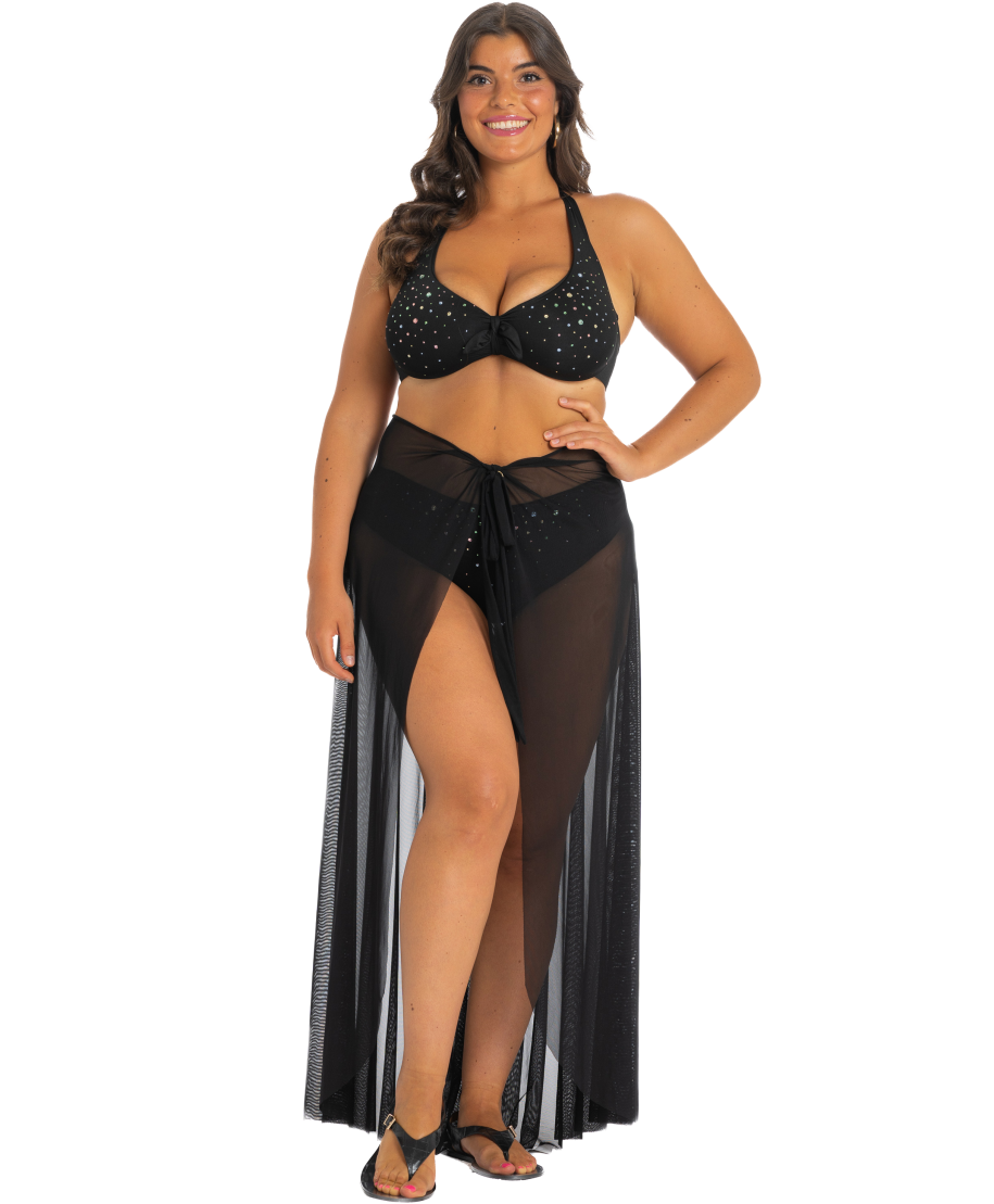 Plain Tulle Pareo Dress