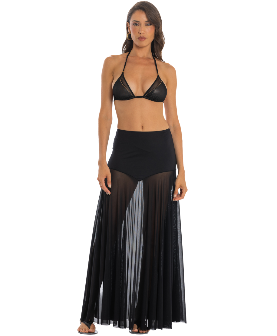 Long Skirt Solid Color Tulle