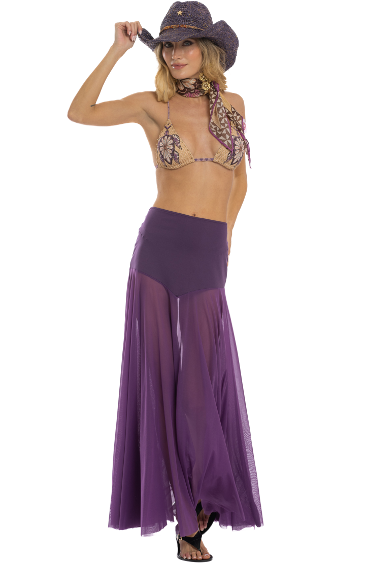 Long Skirt Solid Color Tulle
