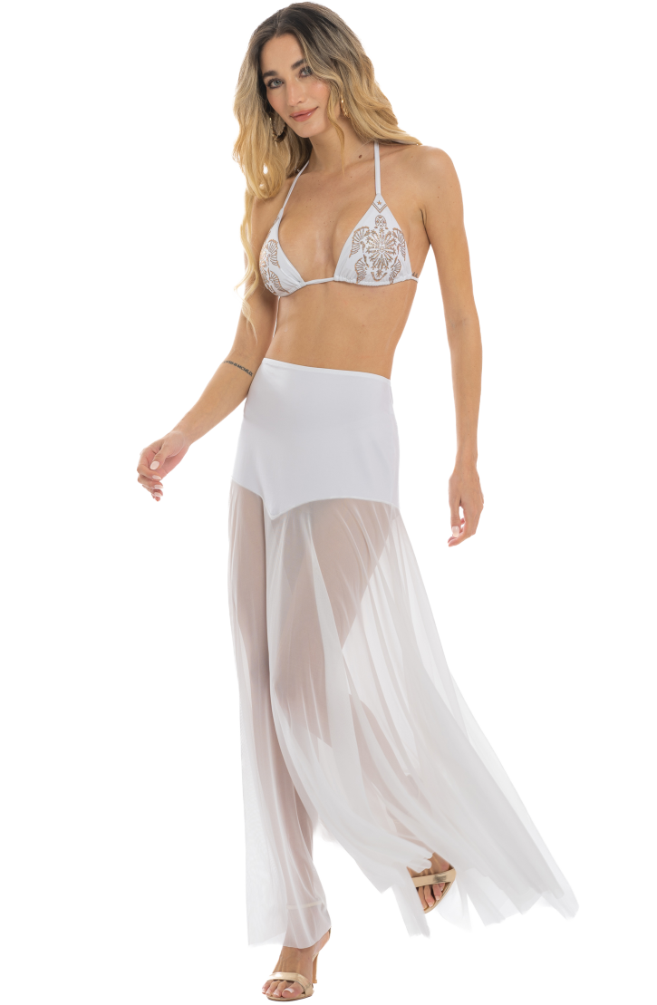 Long Skirt Solid Color Tulle