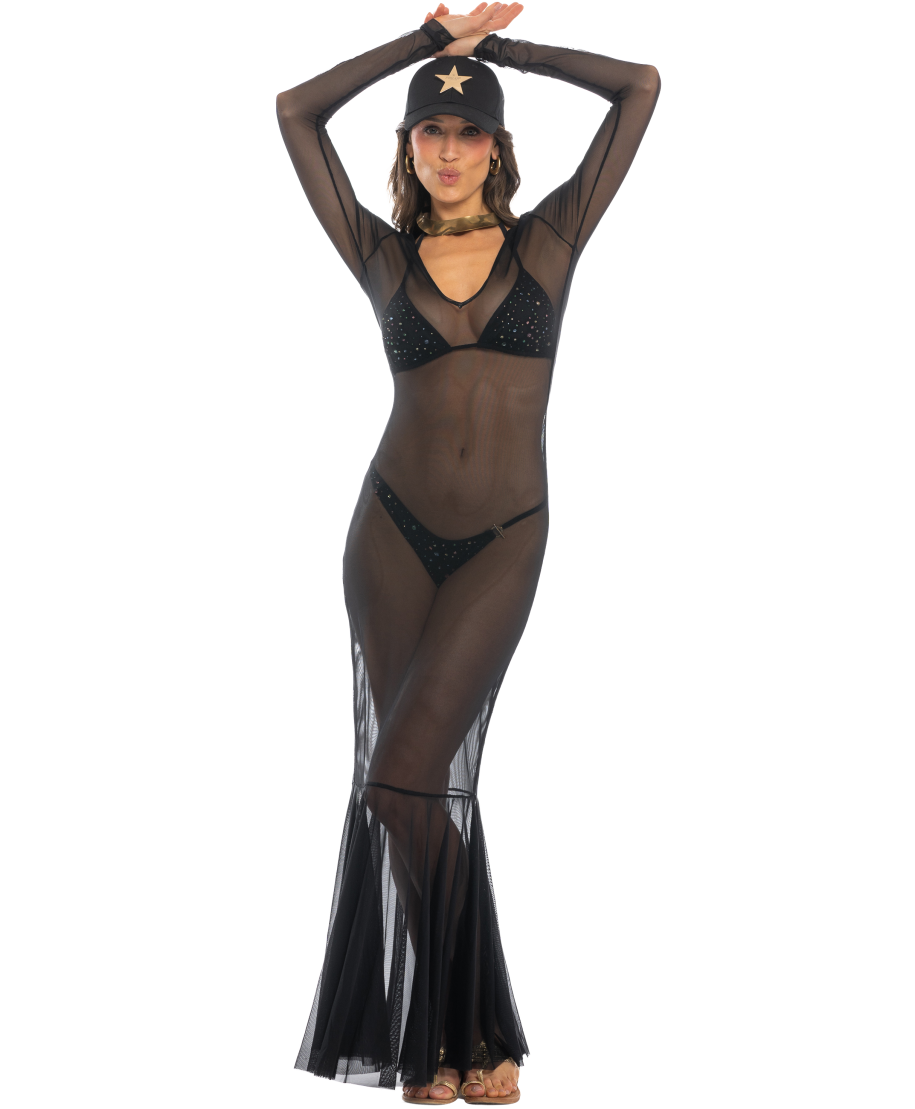 Abito Lungo Tulle Tinta Unita