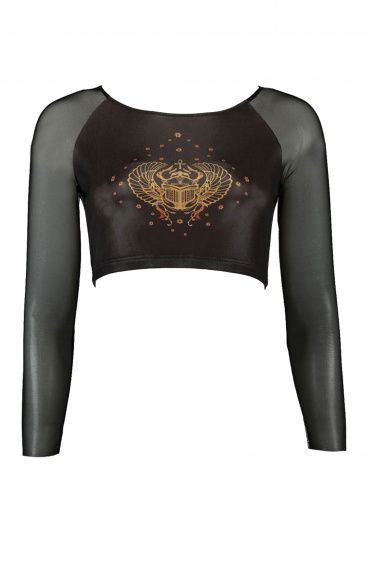Crop Top Luxor with long sleeves and inserts in micro net Poisson D'Amour - 1