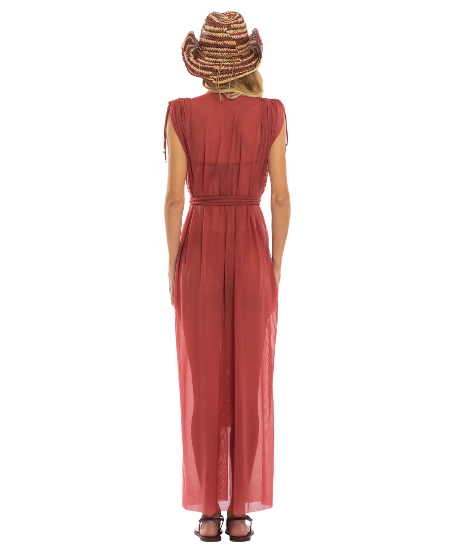 Tulle Robe Dress Solid Color