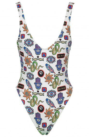 One Piece and One color Olympic Swimsuit Lucky Patch Print Poisson D'Amour - 1