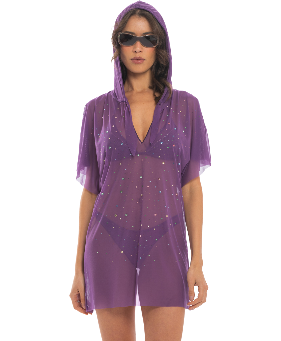 Blusa con Cappuccio Pioggia di Strass