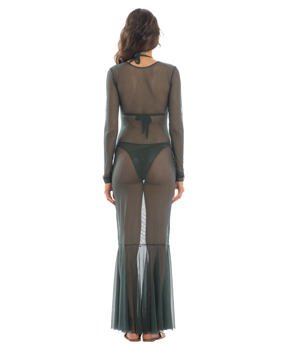 Abito Lungo Tulle Tinta Unita