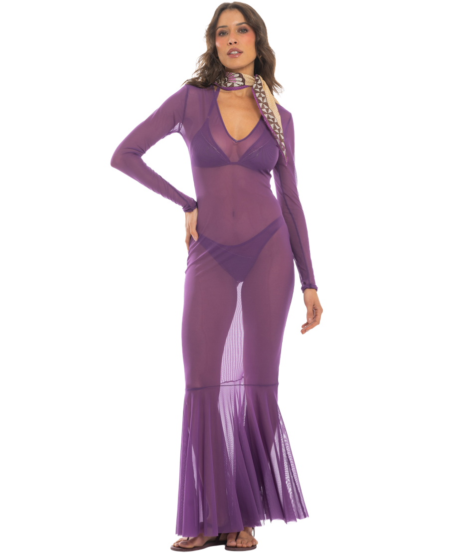 Long Dress Tulle Solid Color