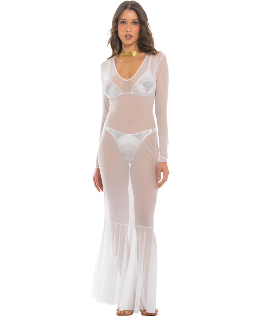 Long Dress Tulle Solid Color