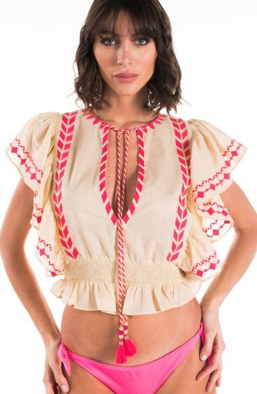 Blusa Etnic Embroidery Pin-Up Stars - 9