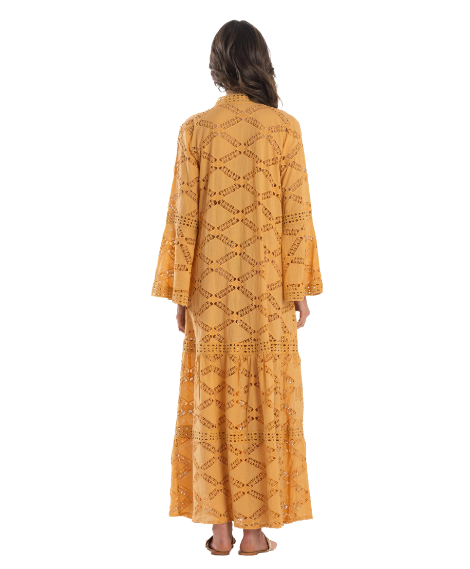 LACE T SOLID ROBE DRESS