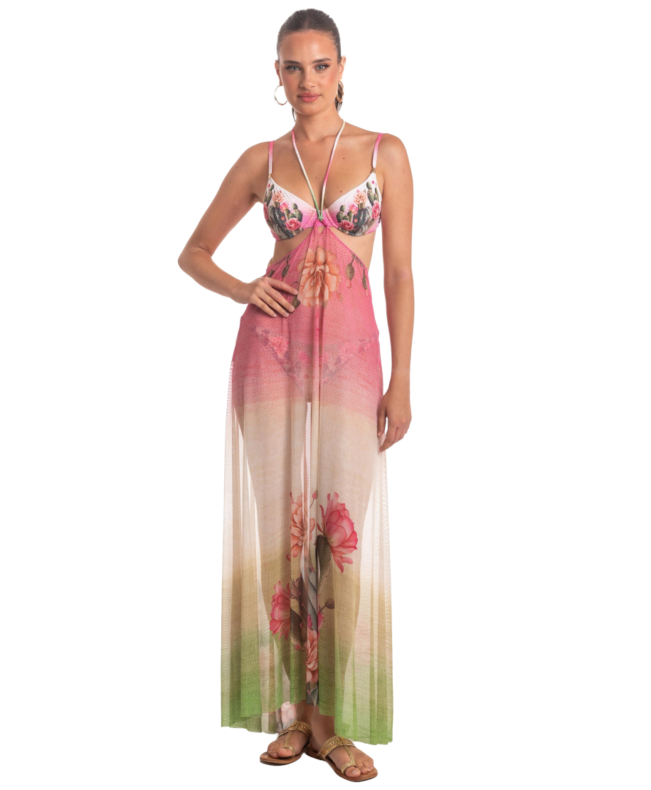 Desert Flower Tulle Pareo Dress