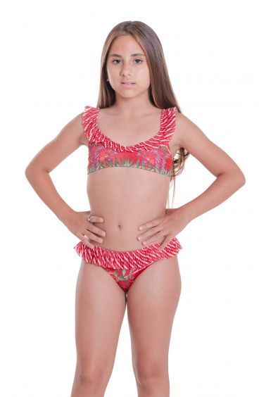 Bikini Con Rouge Slip Gonnellino Stampa Camaleonte Mini Pin-Up Stars - 1