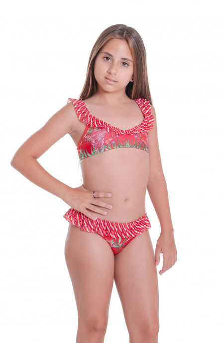 Bikini With Rouge Slip Mini Chameleon Print Skirt Pin-Up Stars - 3