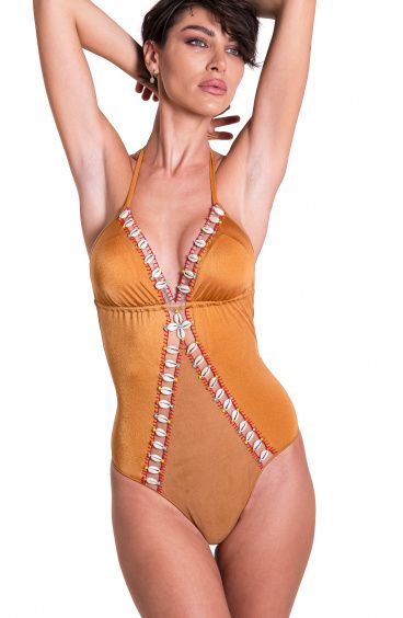 Two-tone one-piece swimsuit in Lycra and Alcantara Pin-Up Stars - 11